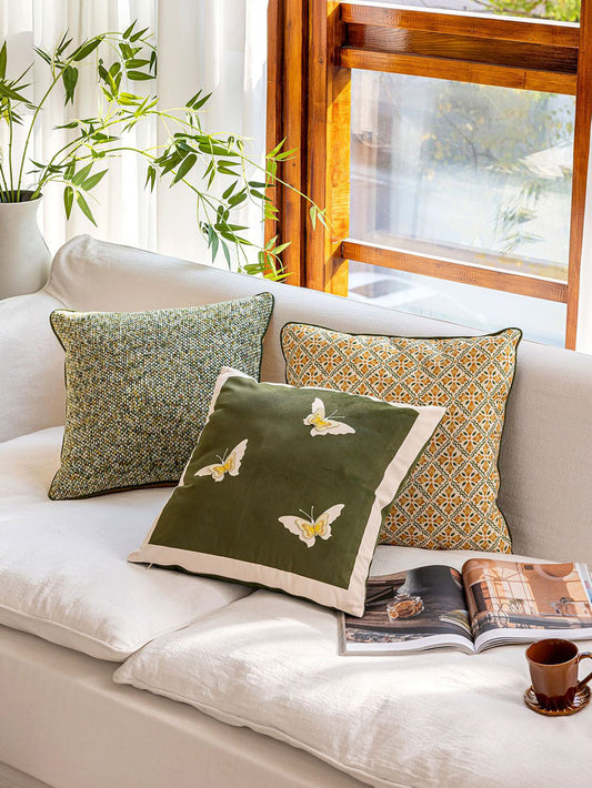 Chinoiserie Golden Wave Fantasy Throw Pillow