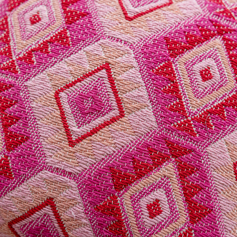 LaLuna Home Bohemian Pink Geometric Pattern Jacquard Throw Pillow