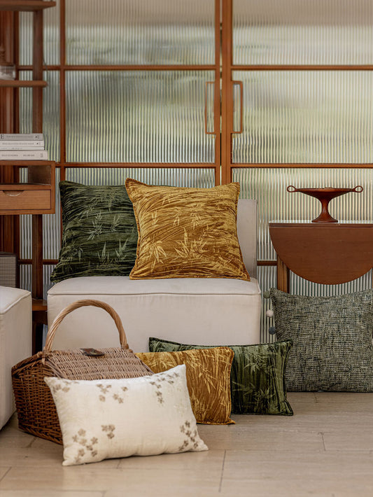 Chinoiserie Jade Bamboo Charm Throw Pillow