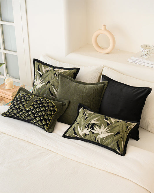 LaLuna Home Vintage Green Sprout Jacquard Throw Pillow