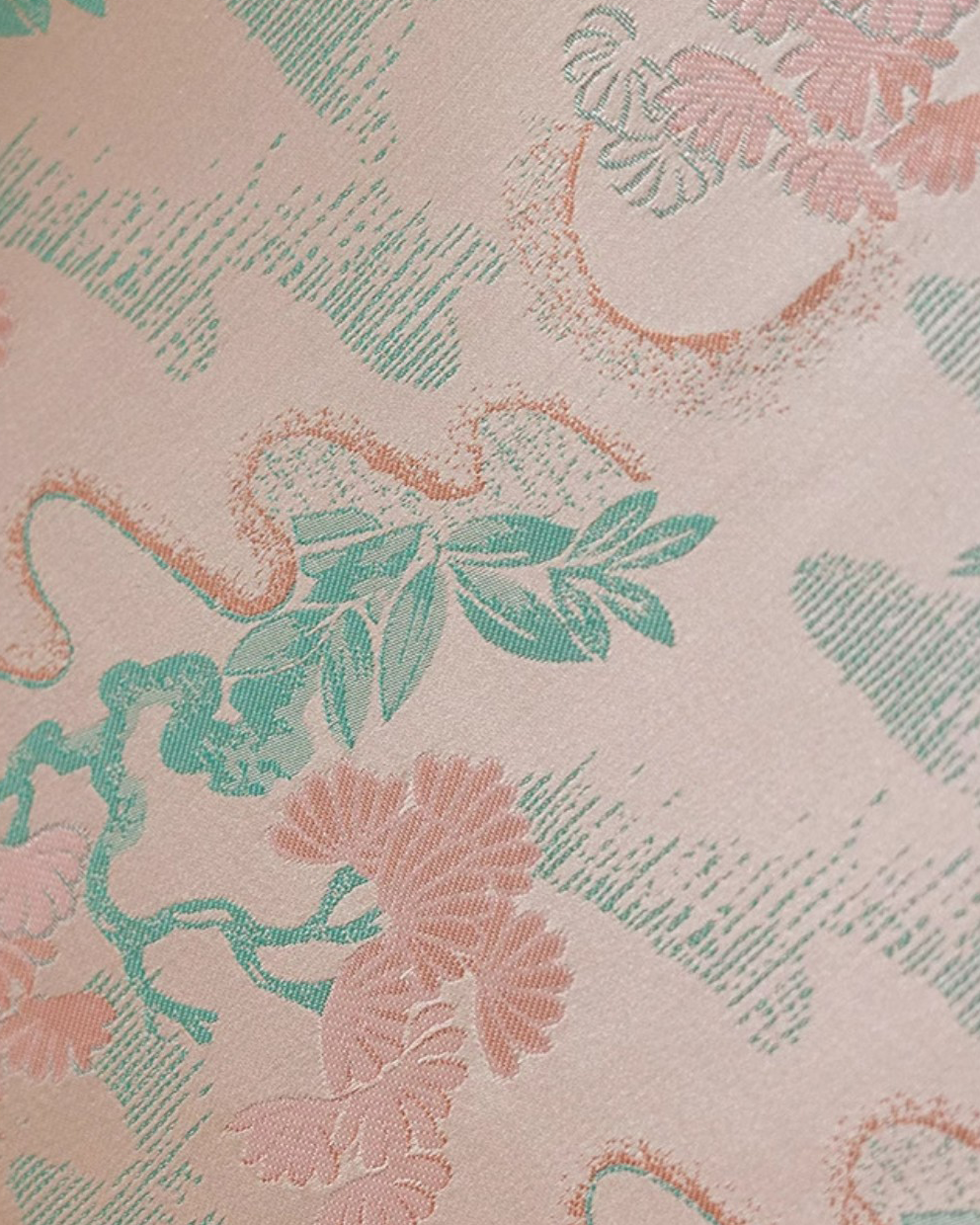 LaLuna Home Chinoiserie Pine-Crane Pattern Throw Pillow with Butterfly Tassels