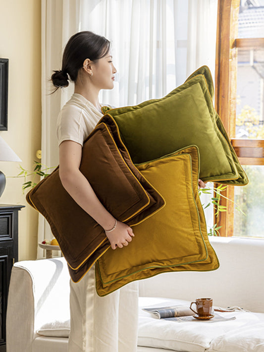 Luminous Tones Double-Trim Throw Pillow