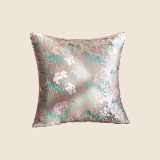 LaLuna Home Chinoiserie Pine-Crane Pattern Throw Pillow for Sofa & Bed Decor