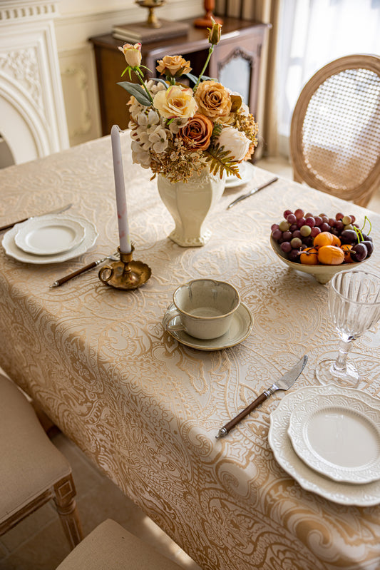 LaLuna Home Pearlescent Jacquard Tablecloth - Beige