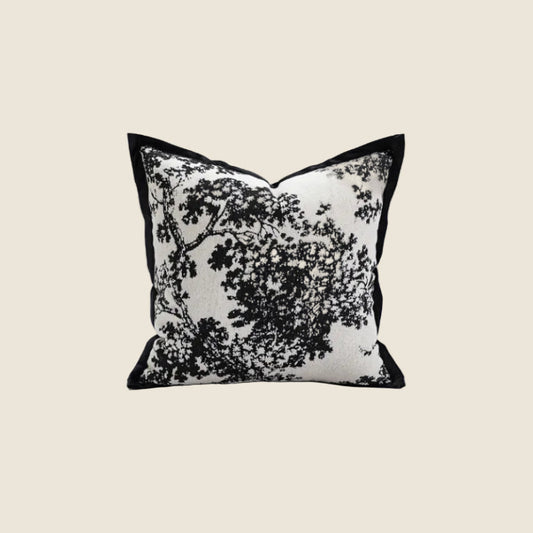 LaLuna Home Chinoiserie Ink-Painting Bayberry Tree Jacquard Throw Pillow