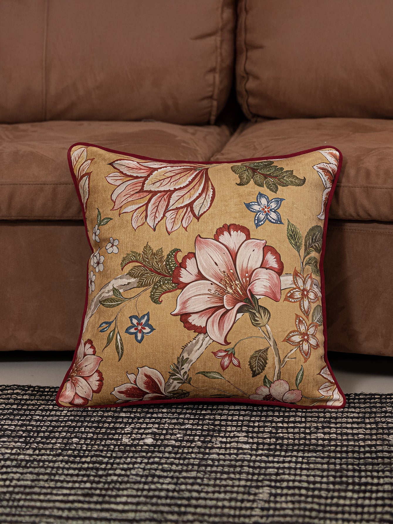 Chinoiserie Crimson Lotus Throw Pillow
