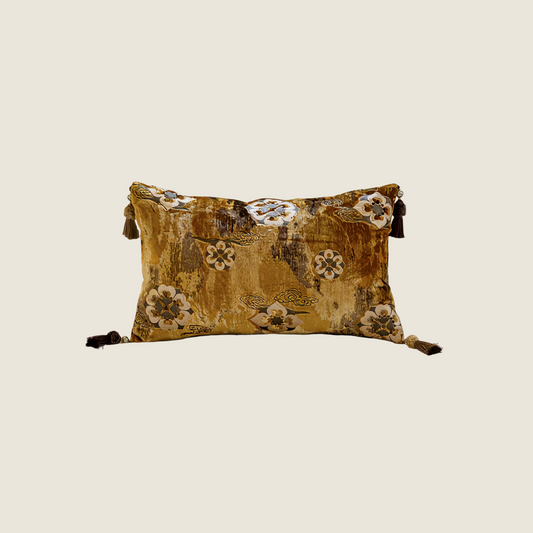 Chinoiserie Gilding Moonlight Elegance Throw Pillow with Tassels