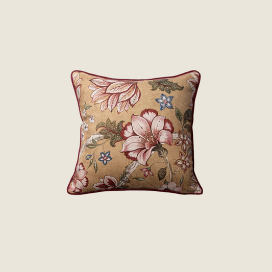 Chinoiserie Crimson Lotus Throw Pillow