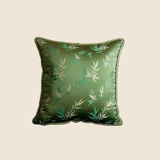 LaLuna Home Chinoiserie Bamboo Embroidered Throw Pillow for Sofa & Bed Decor