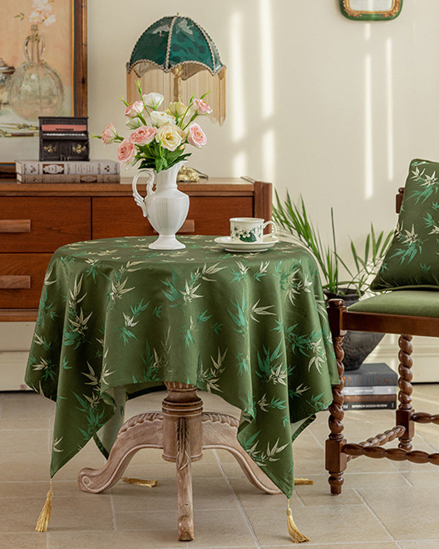 Shop Bamboo Elegance by LaLuna Home for Chinoiserie-inspired bamboo tablecloths, pillows, runners, and pouf covers designed for elegant modern homes.