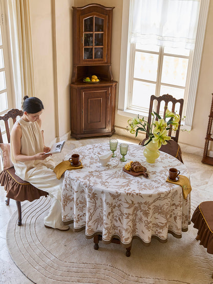 Chinoiserie Vine Splendor Floral Pattern Round Tablecloth