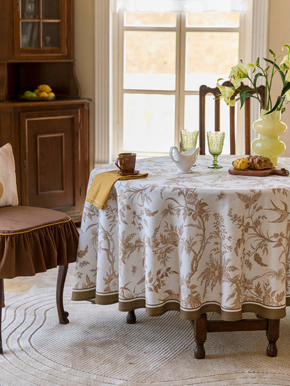 Chinoiserie Vine Splendor Floral Pattern Round Tablecloth