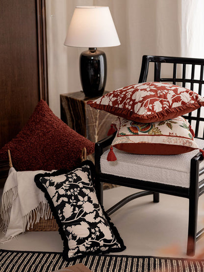 Kerman Pomegranate Bloom Lumbar Pillow with Ruffle Trim