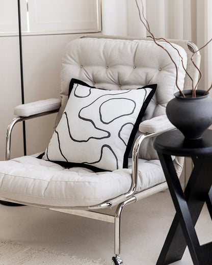 LaLuna Home Black & White  Fluid Curves Jacquard Throw Pillow