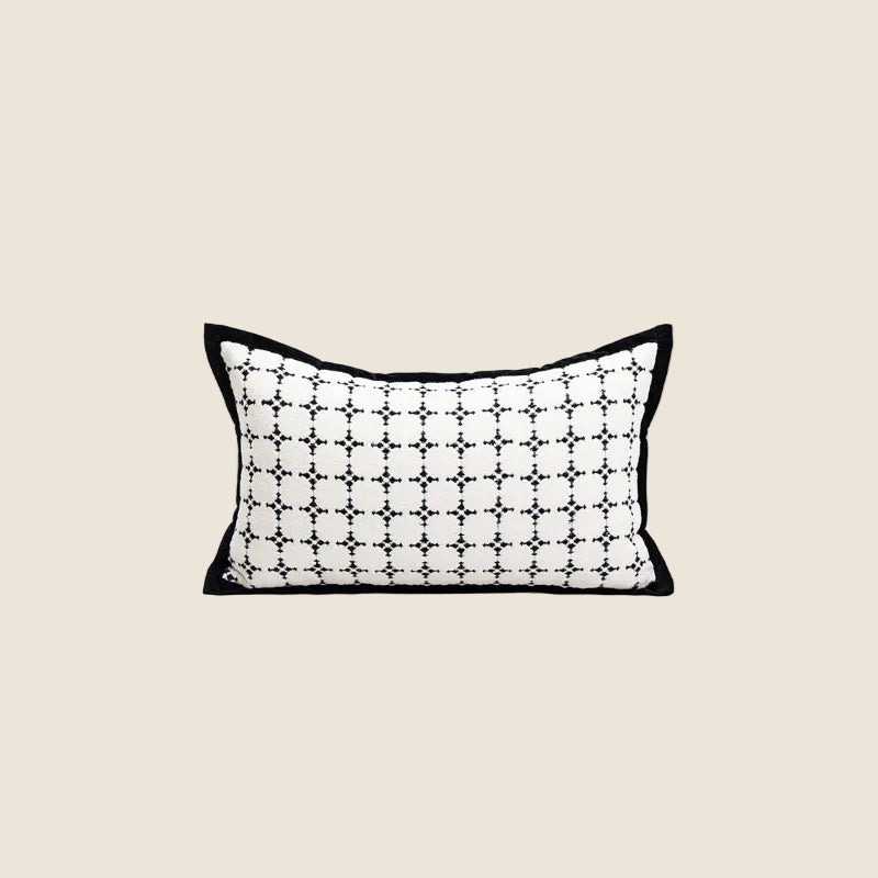 LaLuna Home Black & White Square Verse Geometric Jacquard Throw Pillow