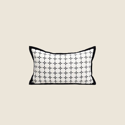 LaLuna Home Black & White Square Verse Geometric Jacquard Throw Pillow