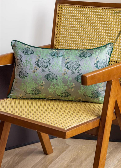 LaLuna Home Chinoiserie  Lush Green Bamboo Throw Pillow