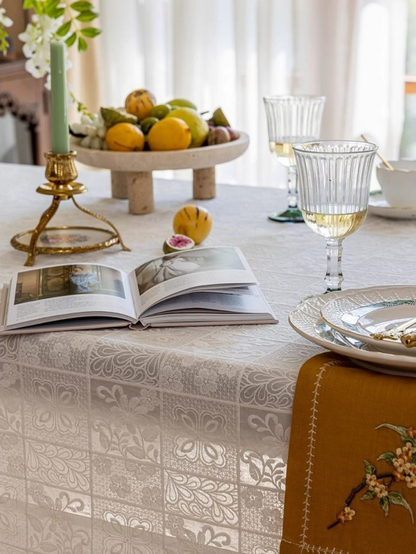 LaLuna Home Celestia Embroidered Lace Tablecloth