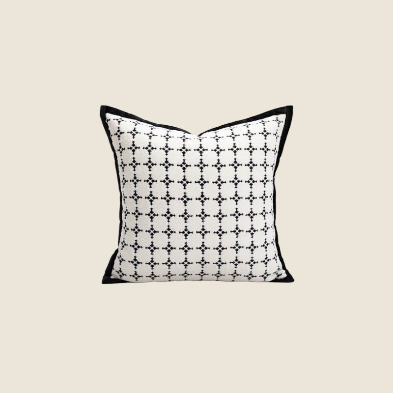 LaLuna Home Black & White Square Verse Geometric Jacquard Throw Pillow