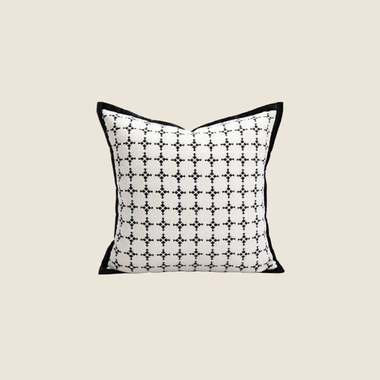 LaLuna Home Black & White Square Verse Geometric Jacquard Throw Pillow