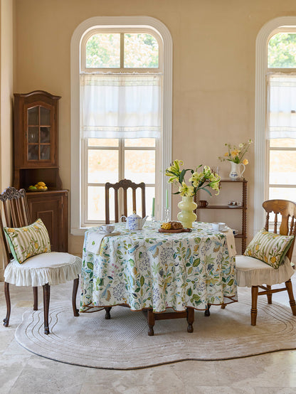 Chinoiserie Town Spring Floral Pattern Round Tablecloth