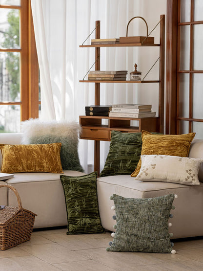 Chinoiserie Jade Bamboo Charm Throw Pillow