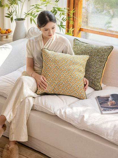 Chinoiserie Golden Wave Fantasy Throw Pillow