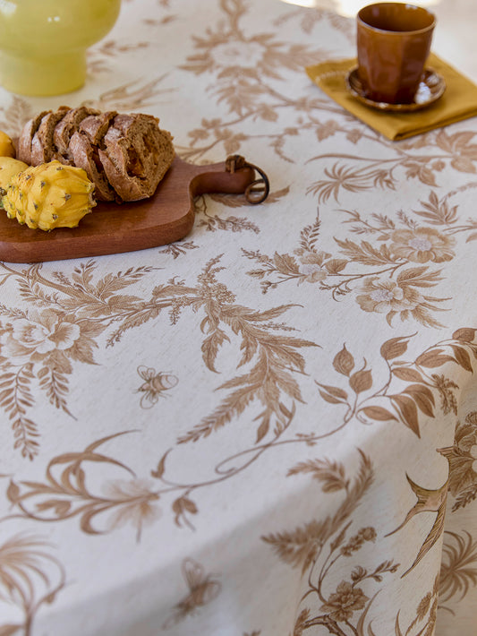 Chinoiserie Vine Splendor Floral Pattern Round Tablecloth