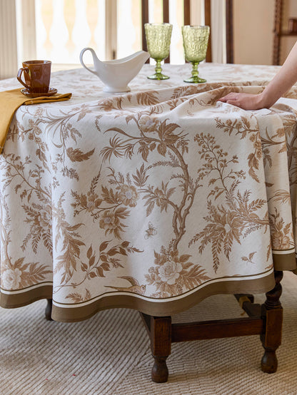 Chinoiserie Vine Splendor Floral Pattern Round Tablecloth