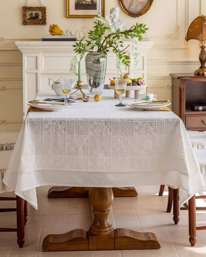 LaLuna Home Celestia Embroidered Lace Tablecloth