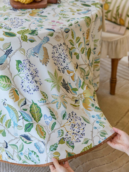 Chinoiserie Town Spring Floral Pattern Round Tablecloth
