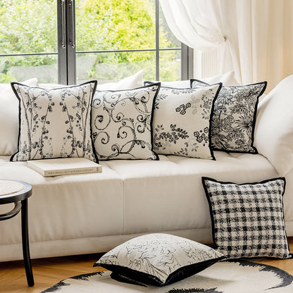 LaLuna Home Monochrome Floral Jacquard Throw Pillow
