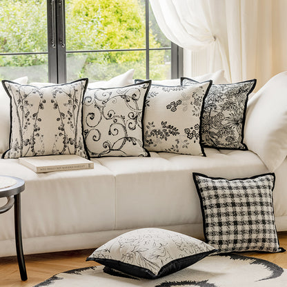 LaLuna Home Monochrome Botanical Jacquard Throw Pillow