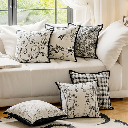 LaLuna Home Monochrome Jungle Floral & Animal Jacquard Throw Pillow