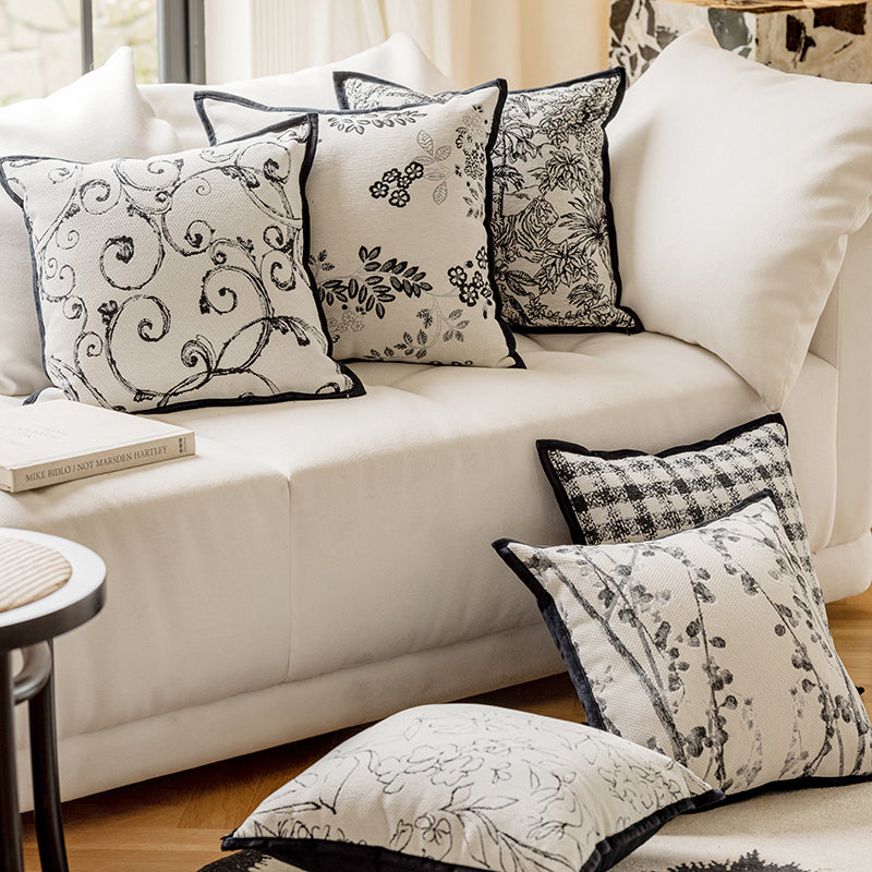 LaLuna Home Monochrome Botanical Jacquard Throw Pillow