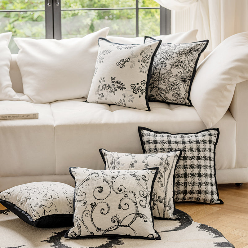LaLuna Home Monochrome Floral Jacquard Throw Pillow