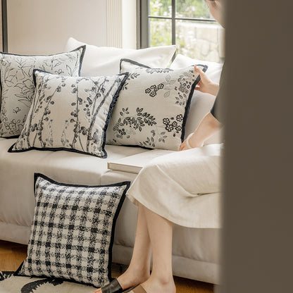 LaLuna Home Monochrome Floral Jacquard Throw Pillow