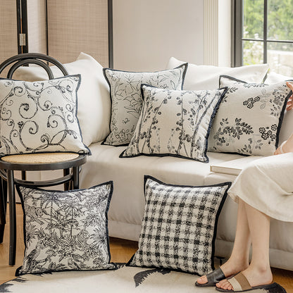 LaLuna Home Monochrome Botanical Jacquard Throw Pillow