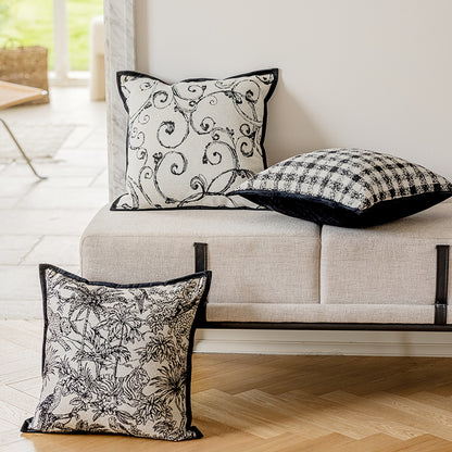 LaLuna Home Monochrome Jungle Floral & Animal Jacquard Throw Pillow