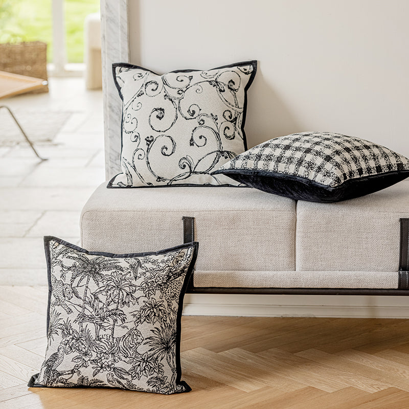 LaLuna Home Monochrome Botanical Jacquard Throw Pillow