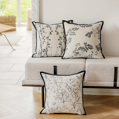 LaLuna Home Monochrome Floral Jacquard Throw Pillow