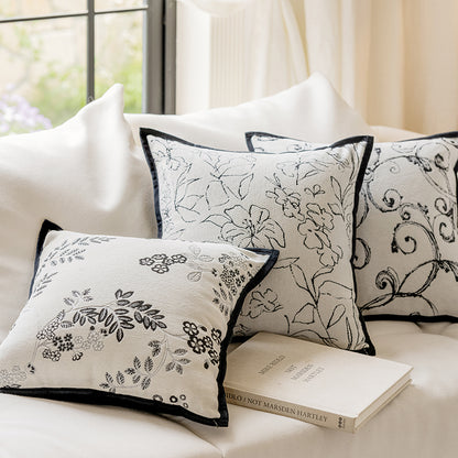 LaLuna Home Monochrome Floral Jacquard Throw Pillow