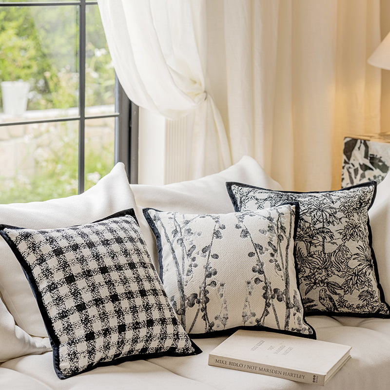 LaLuna Home Monochrome Botanical Jacquard Throw Pillow