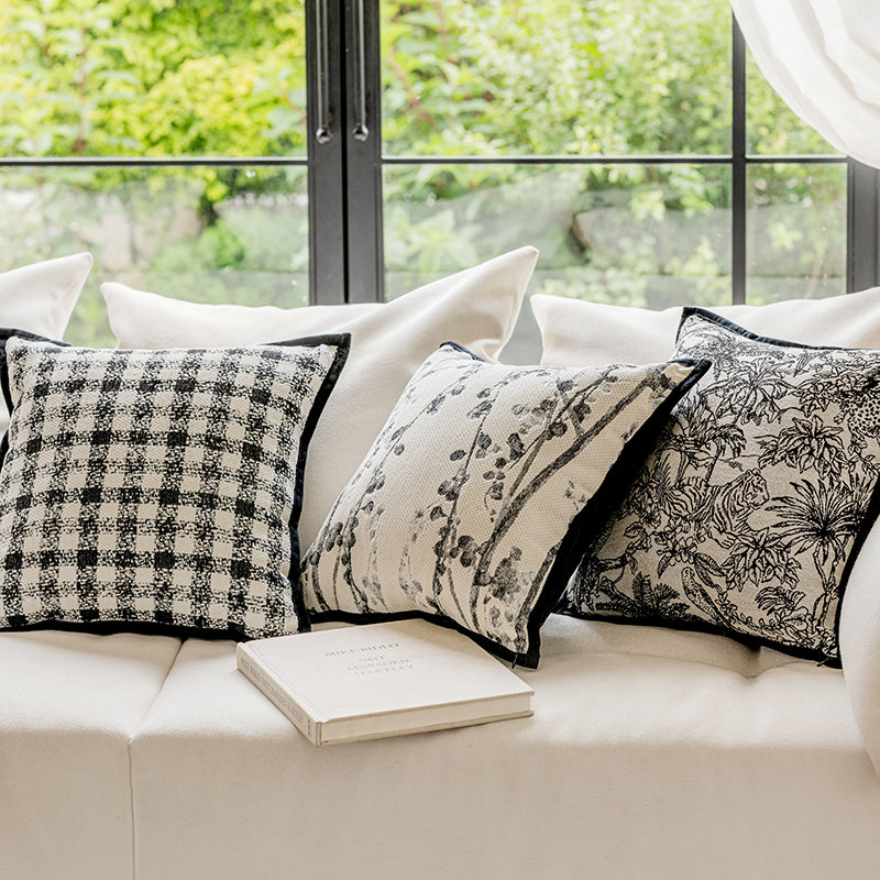 LaLuna Home Monochrome Botanical Jacquard Throw Pillow