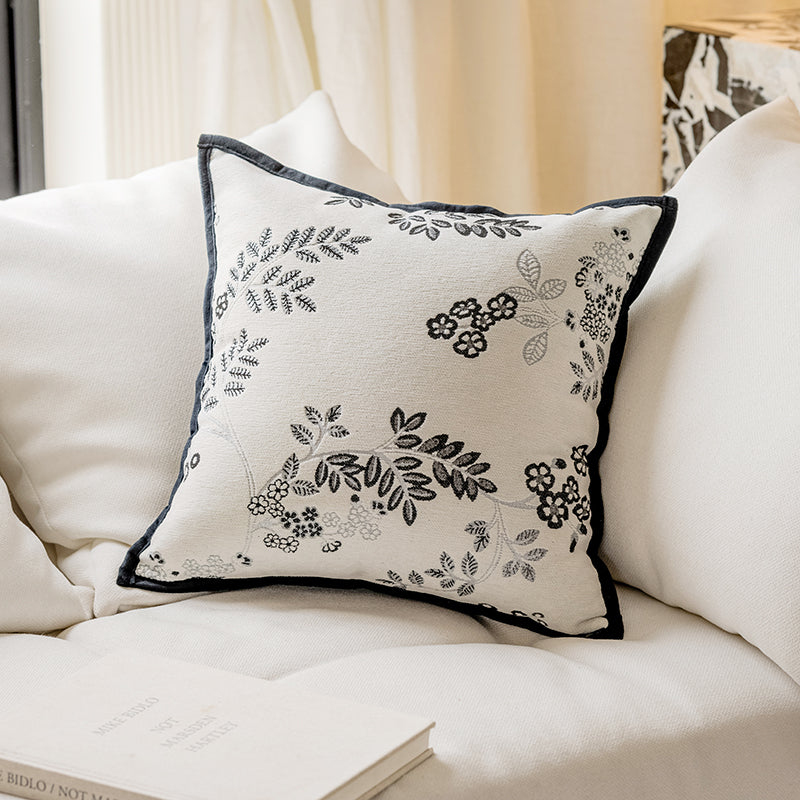LaLuna Home Monochrome Floral Jacquard Throw Pillow
