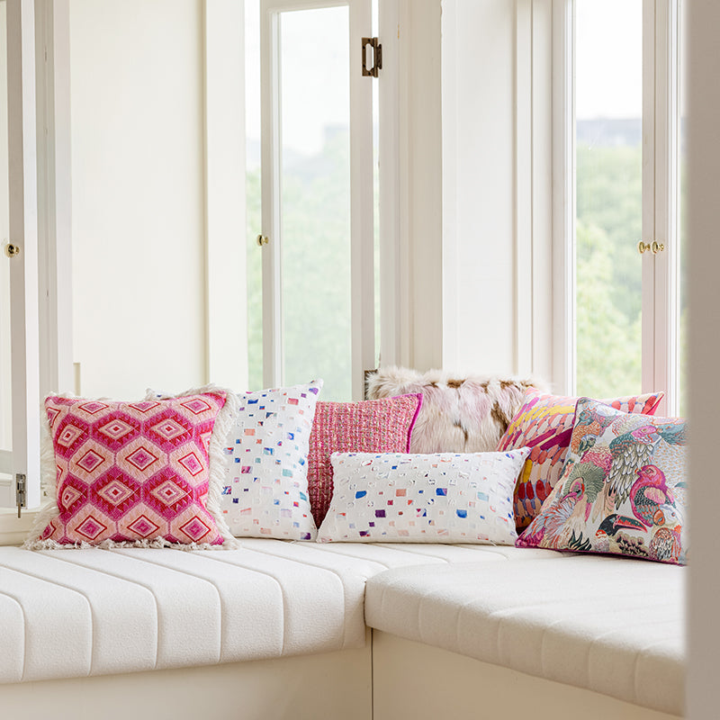 LaLuna Home Bohemian Pink Geometric Pattern Jacquard Throw Pillow