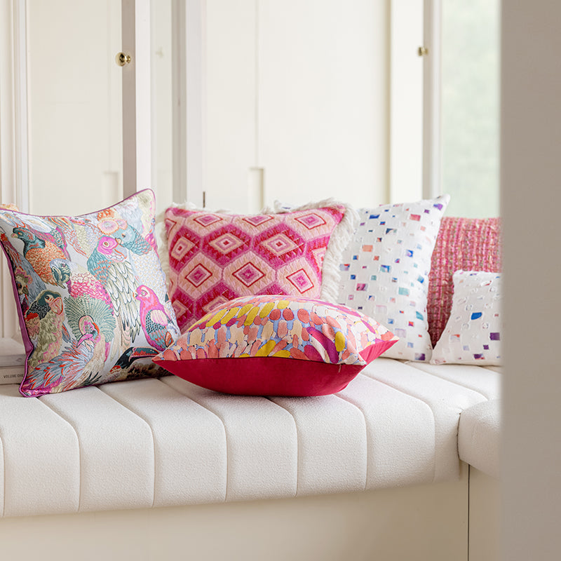LaLuna Home Bohemian Pink Geometric Pattern Jacquard Throw Pillow