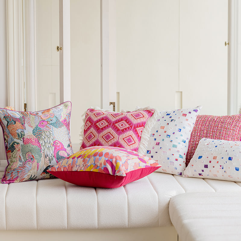 LaLuna Home Bohemian Pink Geometric Pattern Jacquard Throw Pillow