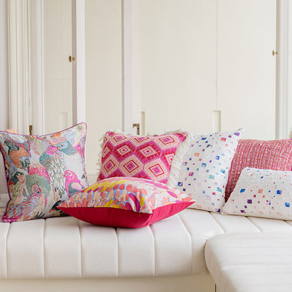 LaLuna Home Bohemian Pink Geometric Pattern Jacquard Throw Pillow