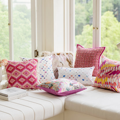 LaLuna Home Bohemian Pink Geometric Pattern Jacquard Throw Pillow